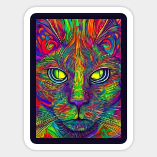 trippy cat 6 Sticker